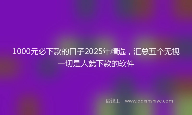 1000元必下款的口子2025年精选，汇总五个无视一切是人就下款的软件