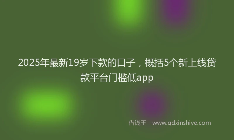 2025年最新19岁下款的口子，概括5个新上线贷款平台门槛低app