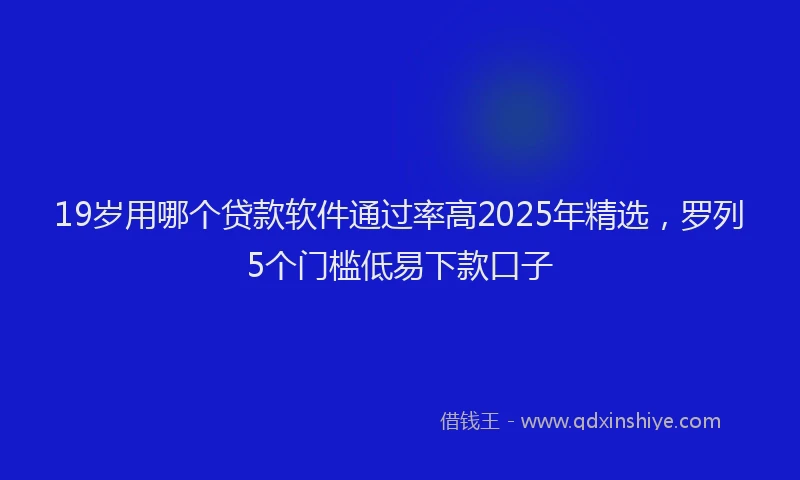 19岁用哪个贷款软件通过率高2025年精选，罗列5个门槛低易下款口子