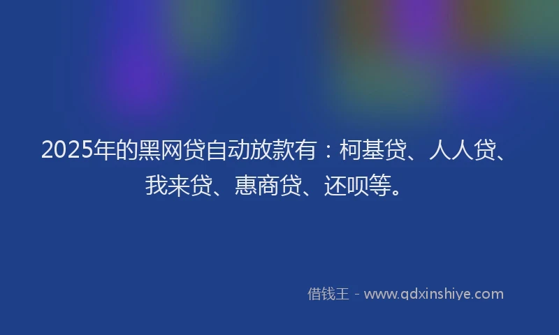 2025年的黑网贷自动放款有：柯基贷、人人贷、我来贷、惠商贷、还呗等。