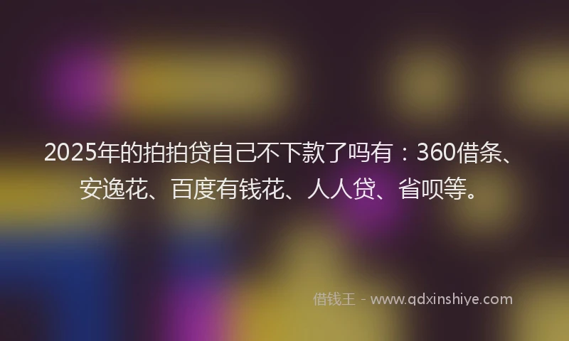2025年的拍拍贷自己不下款了吗有：360借条、安逸花、百度有钱花、人人贷、省呗等。