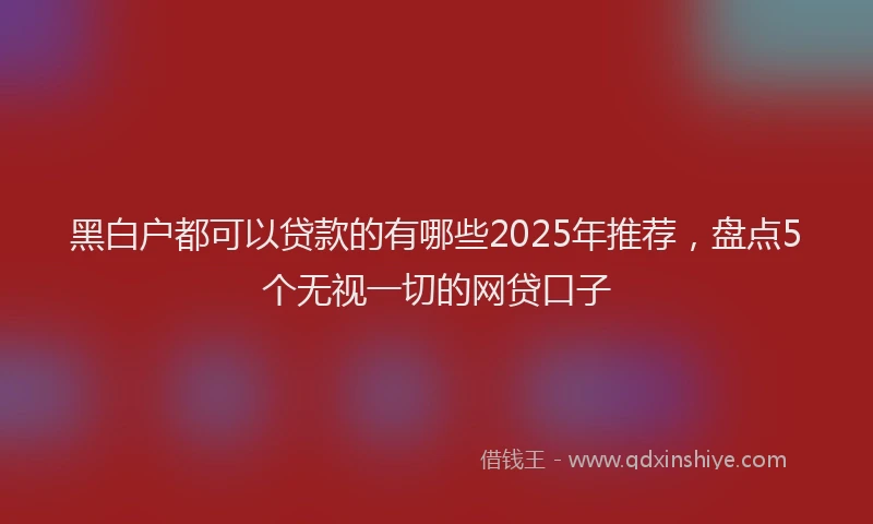 黑白户都可以贷款的有哪些2025年推荐，盘点5个无视一切的网贷口子