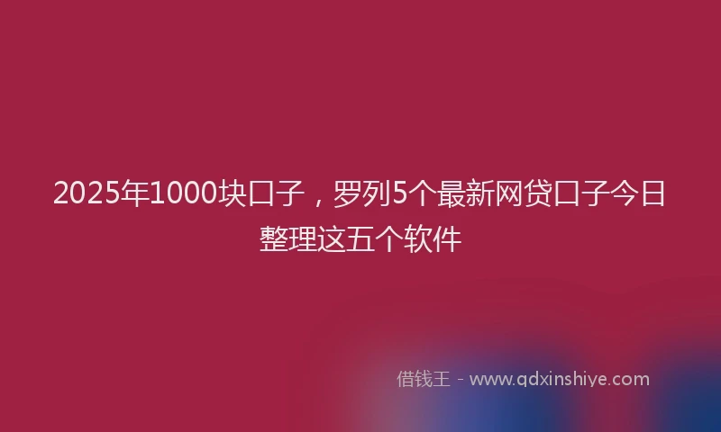 2025年1000块口子，罗列5个最新网贷口子今日整理这五个软件