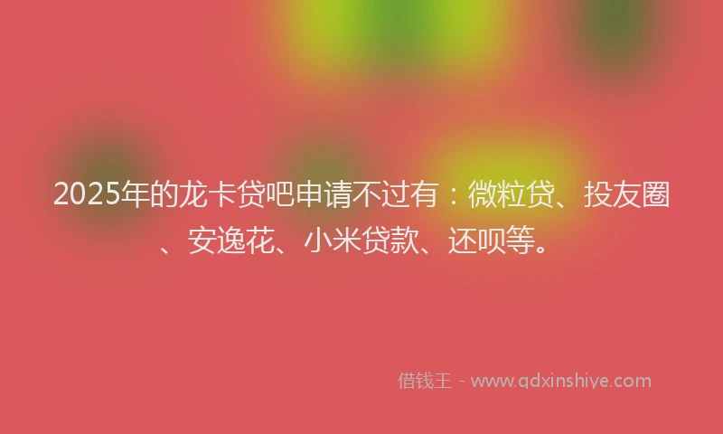 2025年的龙卡贷吧申请不过有：微粒贷、投友圈、安逸花、小米贷款、还呗等。