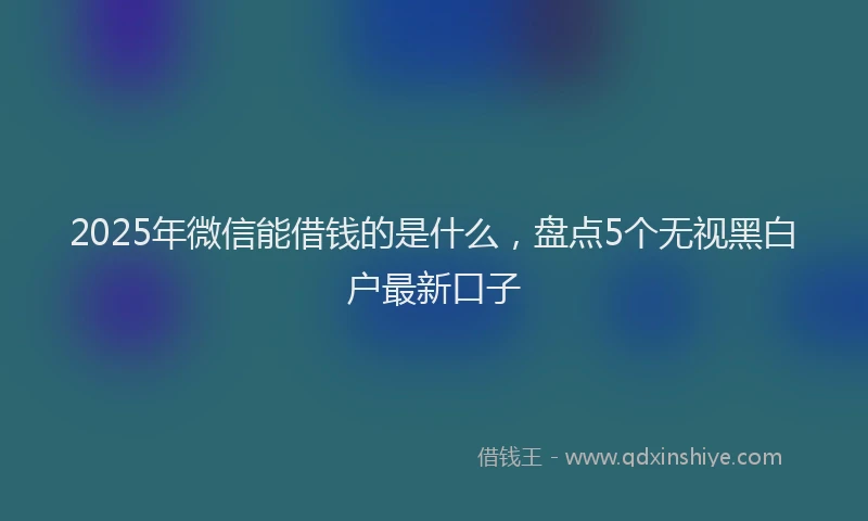 2025年微信能借钱的是什么，盘点5个无视黑白户最新口子