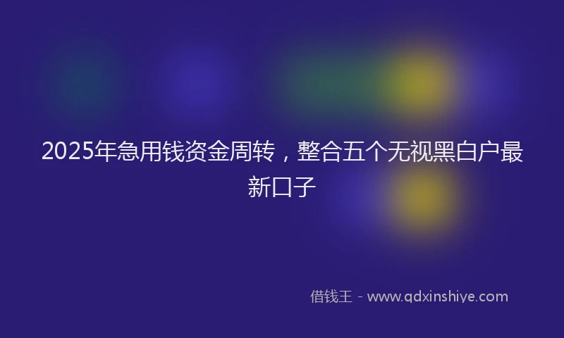 2025年急用钱资金周转，整合五个无视黑白户最新口子