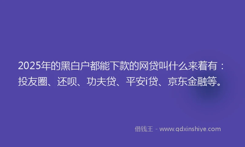 2025年的黑白户都能下款的网贷叫什么来着有：投友圈、还呗、功夫贷、平安i贷、京东金融等。