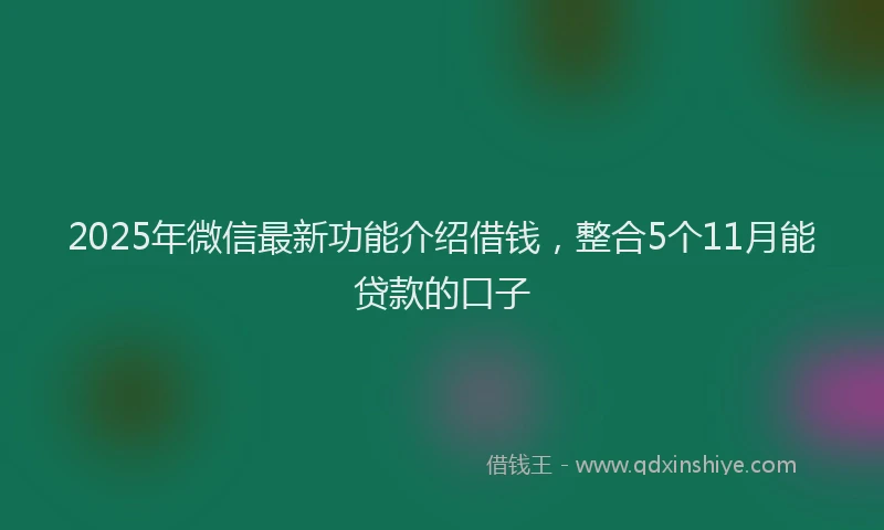2025年微信最新功能介绍借钱，整合5个11月能贷款的口子