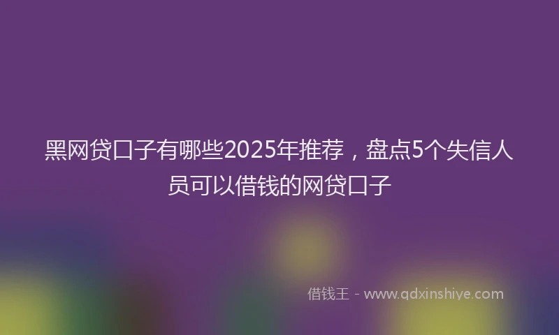 黑网贷口子有哪些2025年推荐，盘点5个失信人员可以借钱的网贷口子