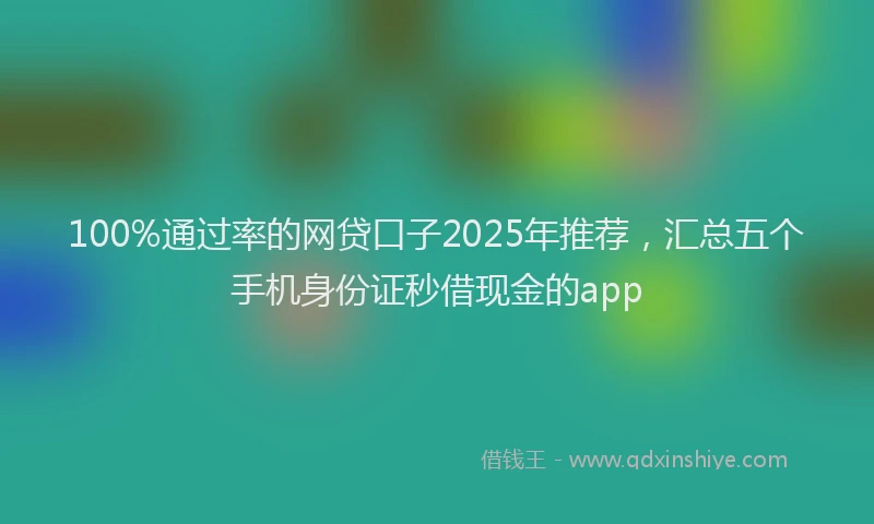 100%通过率的网贷口子2025年推荐，汇总五个手机身份证秒借现金的app