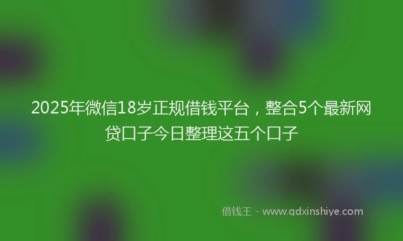 2025年微信18岁正规借钱平台，整合5个最新网贷口子今日整理这五个口子