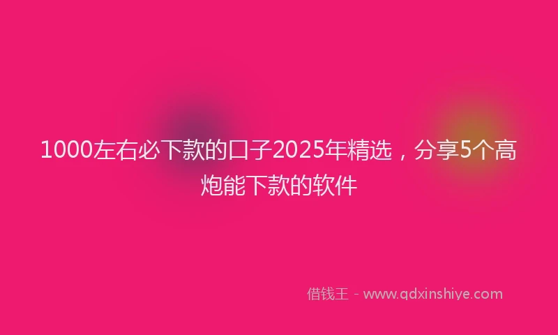 1000左右必下款的口子2025年精选，分享5个高炮能下款的软件