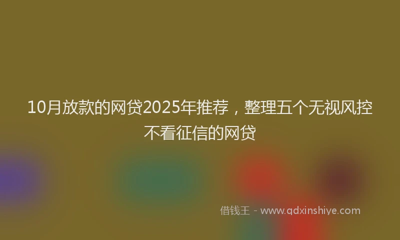 10月放款的网贷2025年推荐，整理五个无视风控不看征信的网贷