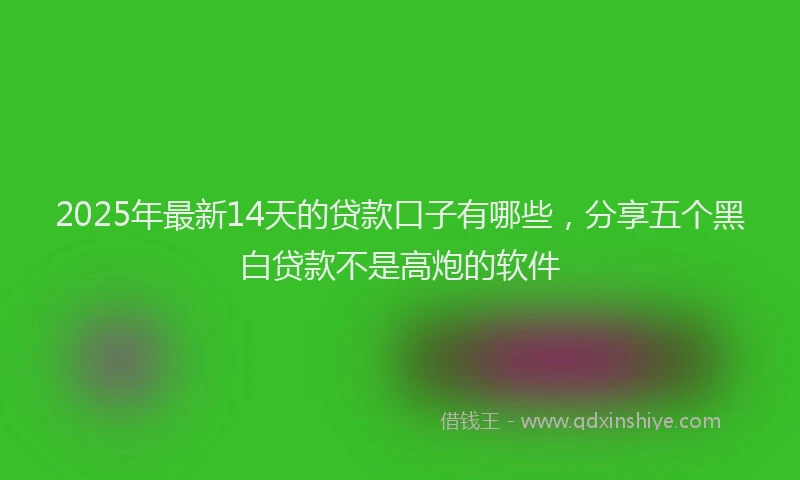 2025年最新14天的贷款口子有哪些，分享五个黑白贷款不是高炮的软件