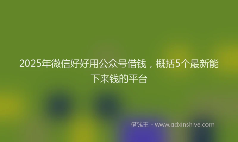 2025年微信好好用公众号借钱，概括5个最新能下来钱的平台