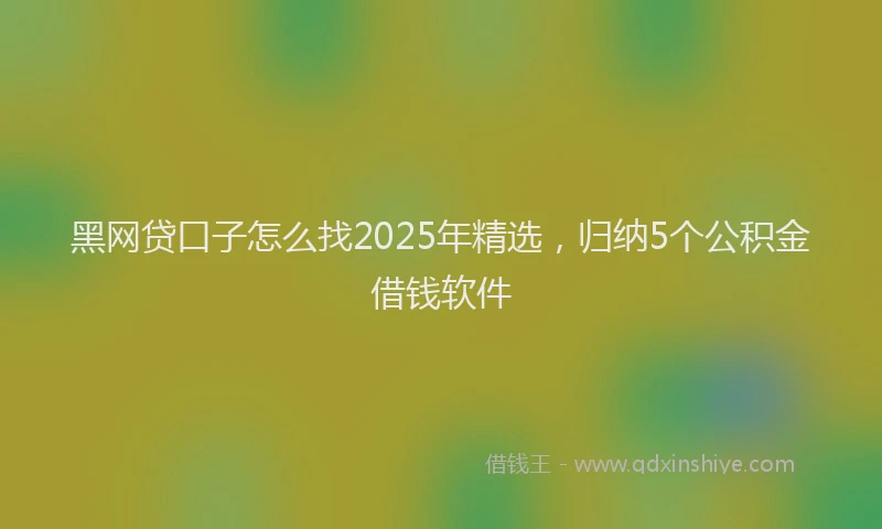 黑网贷口子怎么找2025年精选，归纳5个公积金借钱软件