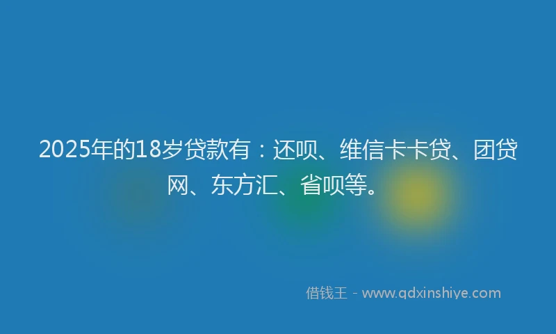 2025年的18岁贷款有：还呗、维信卡卡贷、团贷网、东方汇、省呗等。