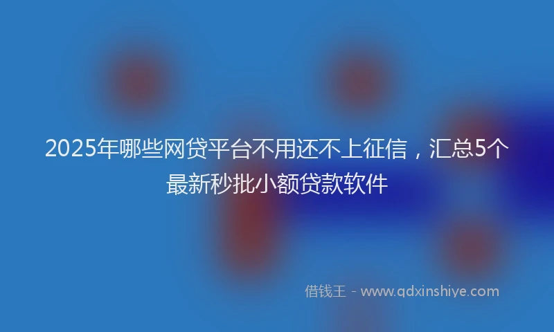 2025年哪些网贷平台不用还不上征信，汇总5个最新秒批小额贷款软件