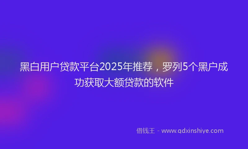 黑白用户贷款平台2025年推荐，罗列5个黑户成功获取大额贷款的软件
