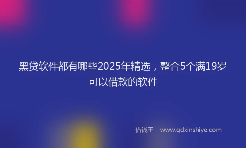 黑贷软件都有哪些2025年精选，整合5个满19岁可以借款的软件