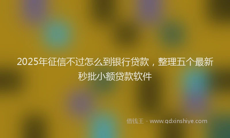 2025年征信不过怎么到银行贷款，整理五个最新秒批小额贷款软件