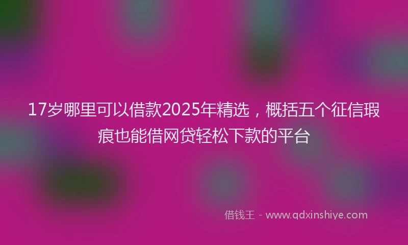 17岁哪里可以借款2025年精选，概括五个征信瑕疵也能借网贷轻松下款的平台
