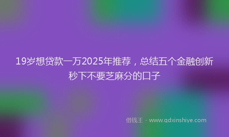 19岁想贷款一万2025年推荐，总结五个金融创新秒下不要芝麻分的口子