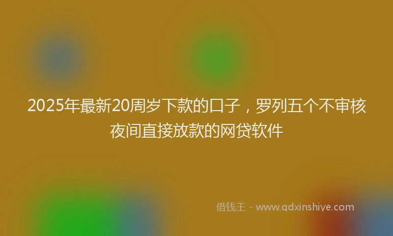 2025年最新20周岁下款的口子，罗列五个不审核夜间直接放款的网贷软件