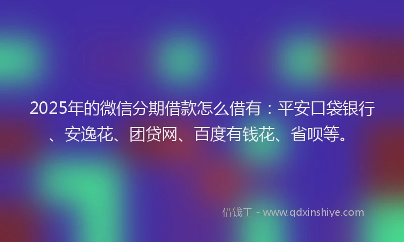 2025年的微信分期借款怎么借有：平安口袋银行、安逸花、团贷网、百度有钱花、省呗等。