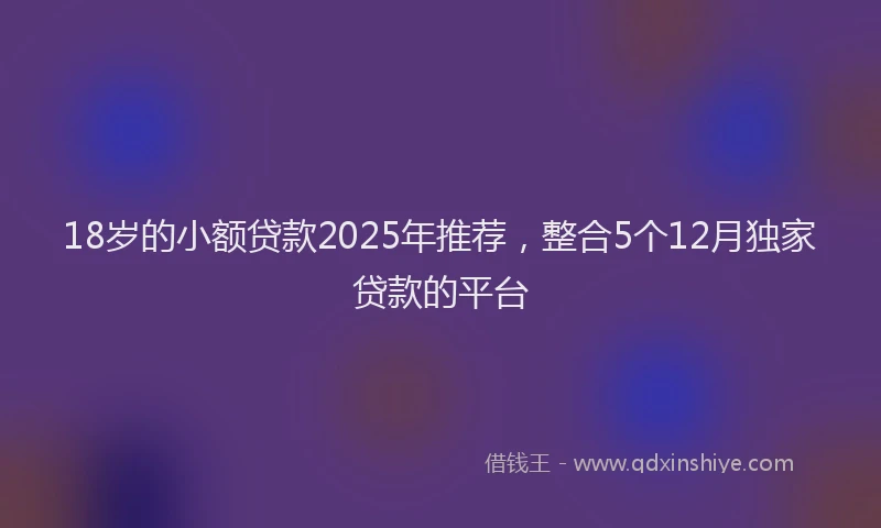 18岁的小额贷款2025年推荐，整合5个12月独家贷款的平台