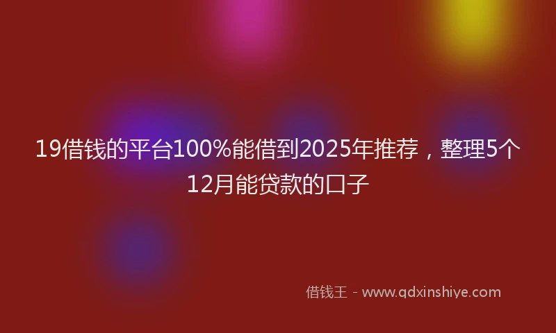 19借钱的平台100%能借到2025年推荐，整理5个12月能贷款的口子