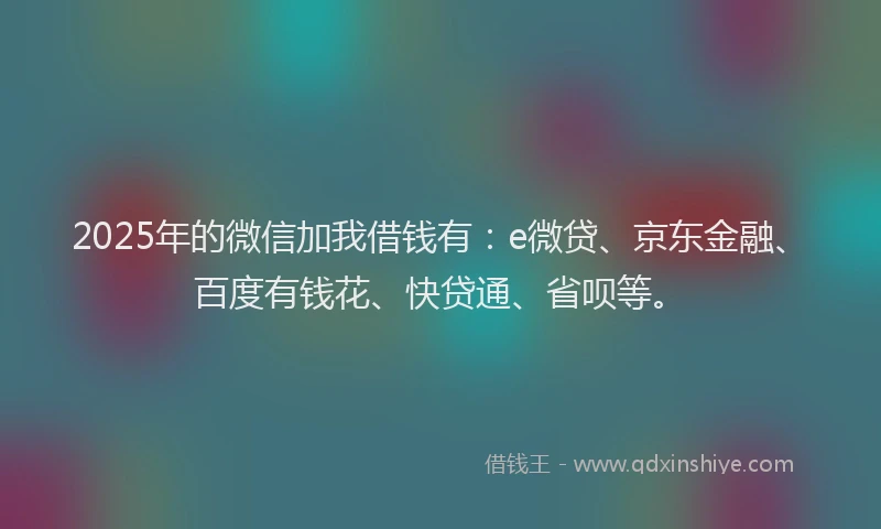 2025年的微信加我借钱有：e微贷、京东金融、百度有钱花、快贷通、省呗等。