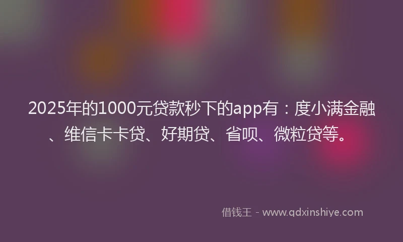 2025年的1000元贷款秒下的app有：度小满金融、维信卡卡贷、好期贷、省呗、微粒贷等。