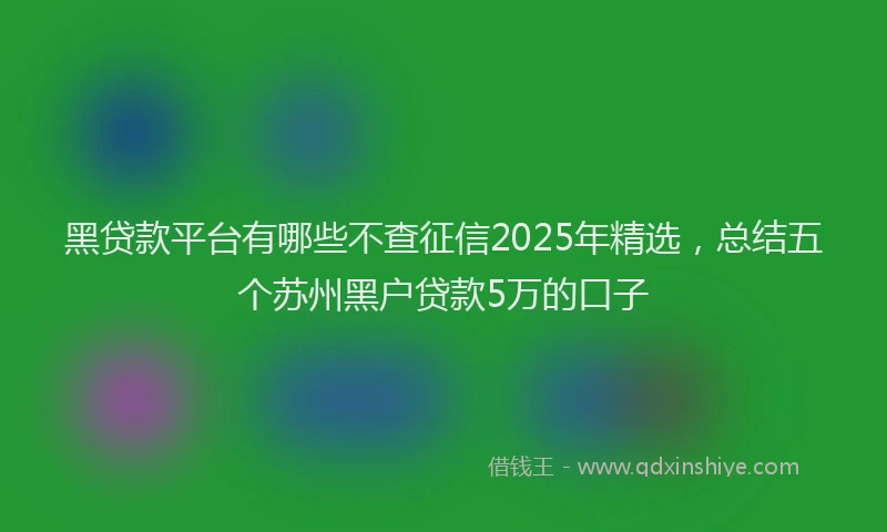黑贷款平台有哪些不查征信2025年精选，总结五个苏州黑户贷款5万的口子