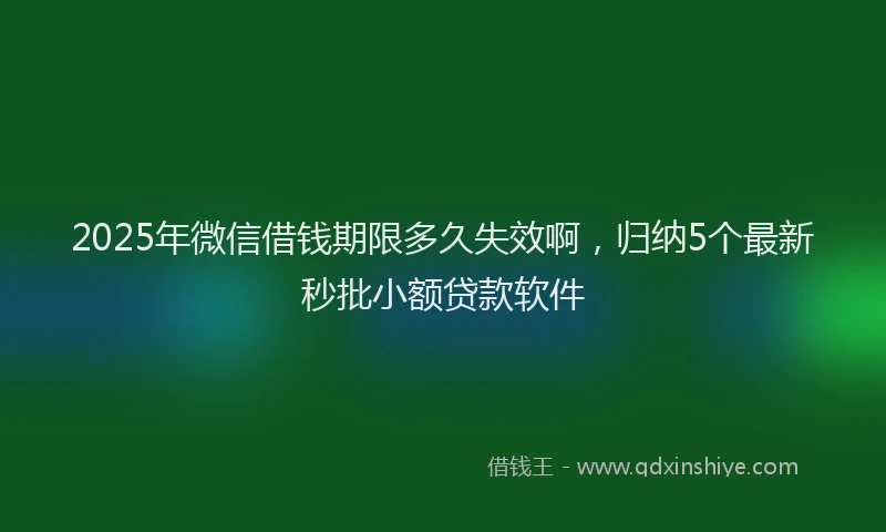 2025年微信借钱期限多久失效啊，归纳5个最新秒批小额贷款软件