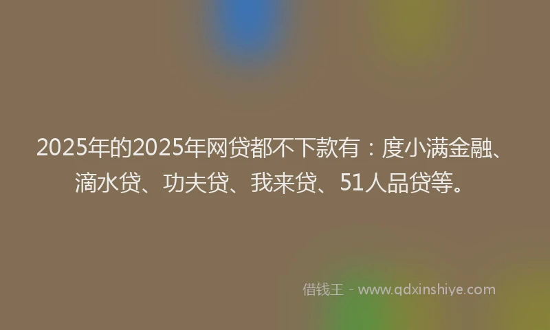 2025年的2025年网贷都不下款有:度小满金融、滴水贷、功夫贷、我来贷、51人品贷等。