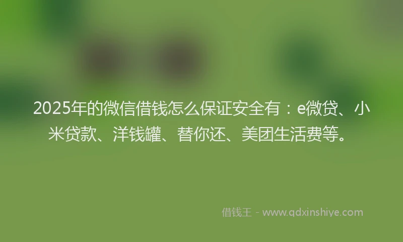 2025年的微信借钱怎么保证安全有：e微贷、小米贷款、洋钱罐、替你还、美团生活费等。