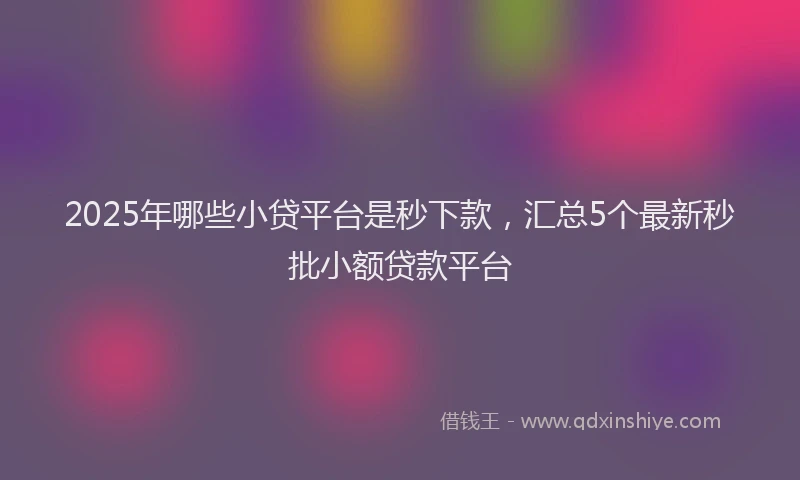 2025年哪些小贷平台是秒下款，汇总5个最新秒批小额贷款平台