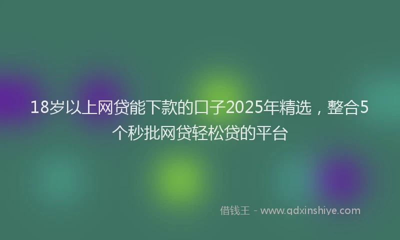 18岁以上网贷能下款的口子2025年精选，整合5个秒批网贷轻松贷的平台