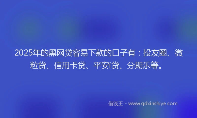 2025年的黑网贷容易下款的口子有：投友圈、微粒贷、信用卡贷、平安i贷、分期乐等。