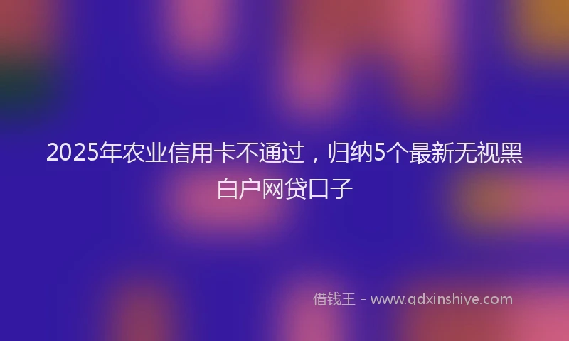 2025年农业信用卡不通过，归纳5个最新无视黑白户网贷口子