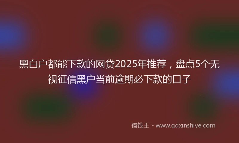 黑白户都能下款的网贷2025年推荐，盘点5个无视征信黑户当前逾期必下款的口子