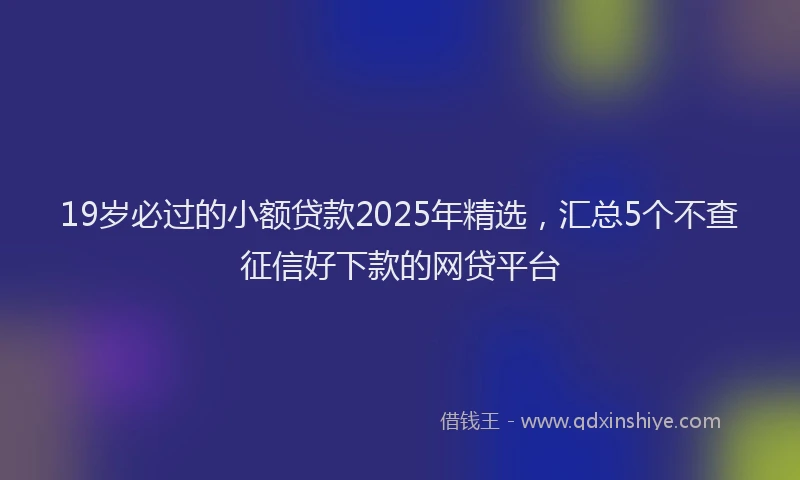 19岁必过的小额贷款2025年精选，汇总5个不查征信好下款的网贷平台