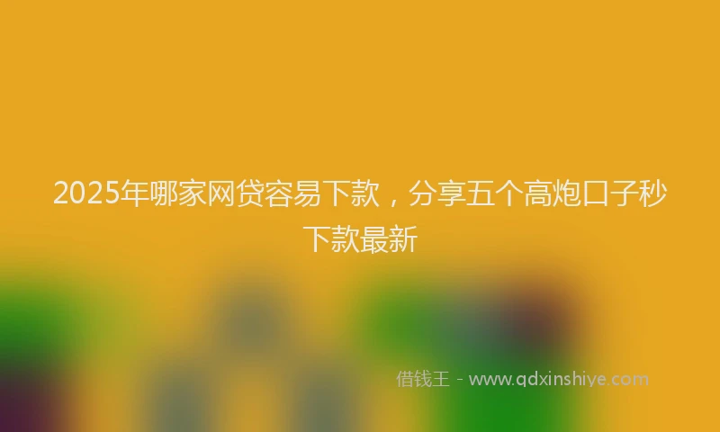 2025年哪家网贷容易下款，分享五个高炮口子秒下款最新