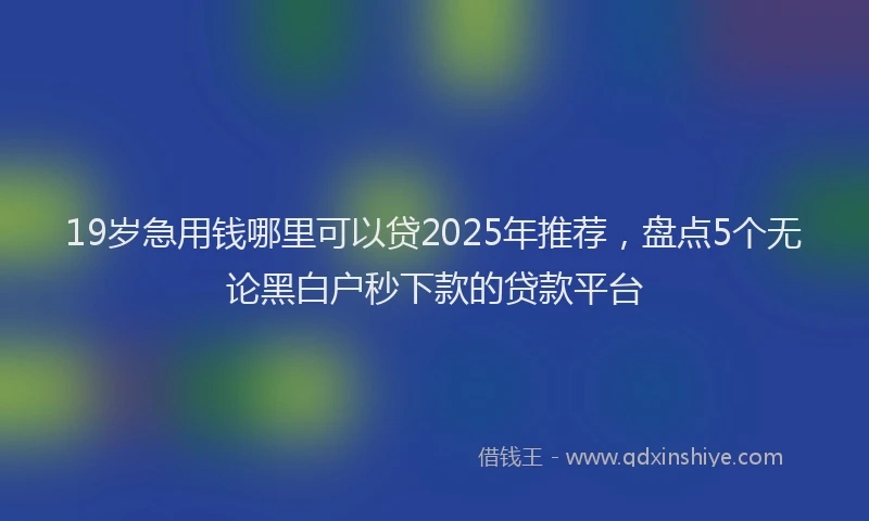 19岁急用钱哪里可以贷2025年推荐，盘点5个无论黑白户秒下款的贷款平台