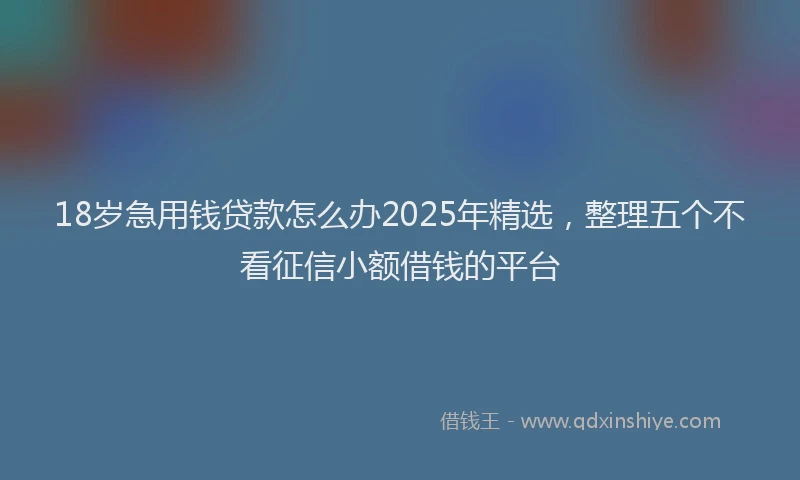 18岁急用钱贷款怎么办2025年精选，整理五个不看征信小额借钱的平台
