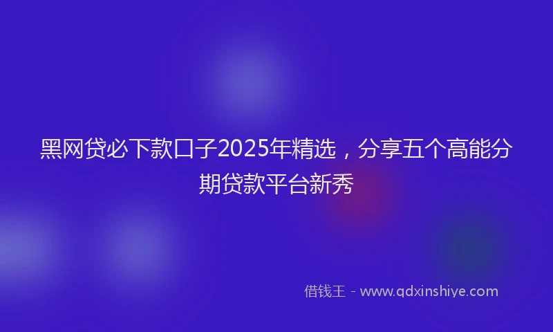 黑网贷必下款口子2025年精选，分享五个高能分期贷款平台新秀