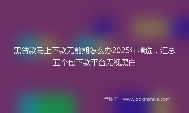 黑贷款马上下款无前期怎么办2025年精选，汇总五个包下款平台无视黑白