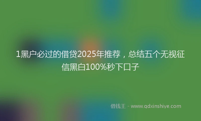 1黑户必过的借贷2025年推荐，总结五个无视征信黑白100%秒下口子