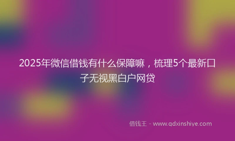 2025年微信借钱有什么保障嘛，梳理5个最新口子无视黑白户网贷